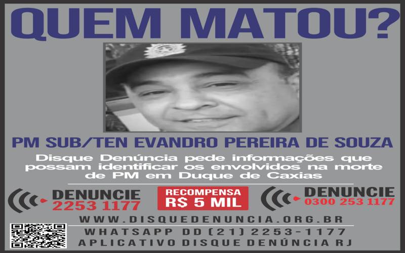 Disque Denúncia pede informações sobre os envolvidos na morte de policial militar