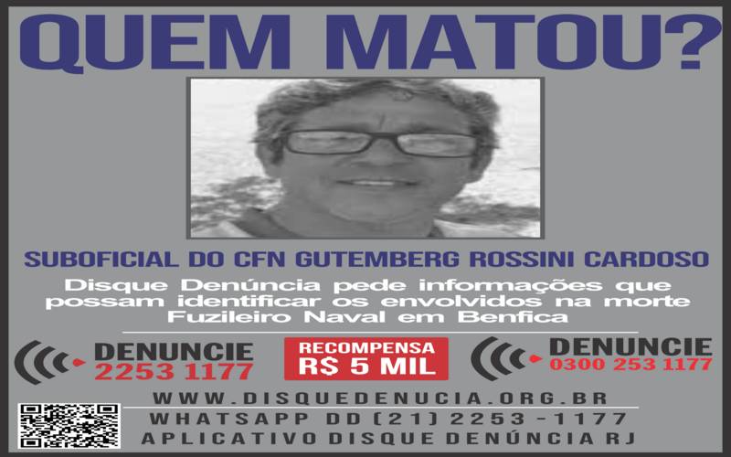 Disque Denúncia pede informações sobre envolvidos na morte de Suboficial da Marinha