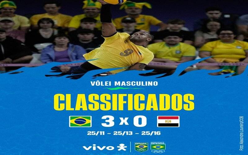 Vôlei masculino: Brasil vence Egito e se garante nas quartas em Paris