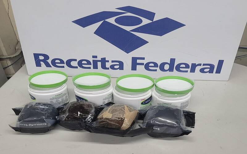 Receita Federal apreende mais de R$ 199 mil em haxixe em potes de hidratante 