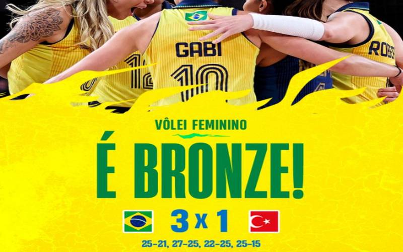 Brasil supera Turquia e conquista bronze no vôlei feminino em Paris