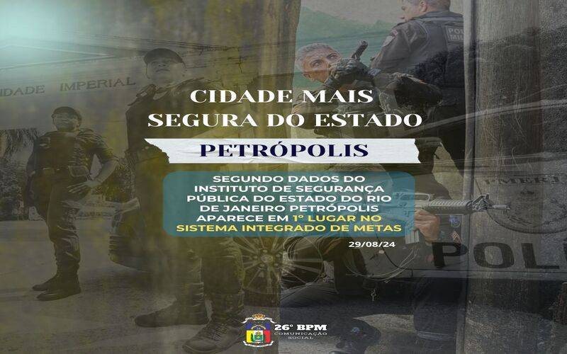 Cidade mais segura do Estado: Petrópolis está no 1º Lugar no Sistema Integrado de Meta