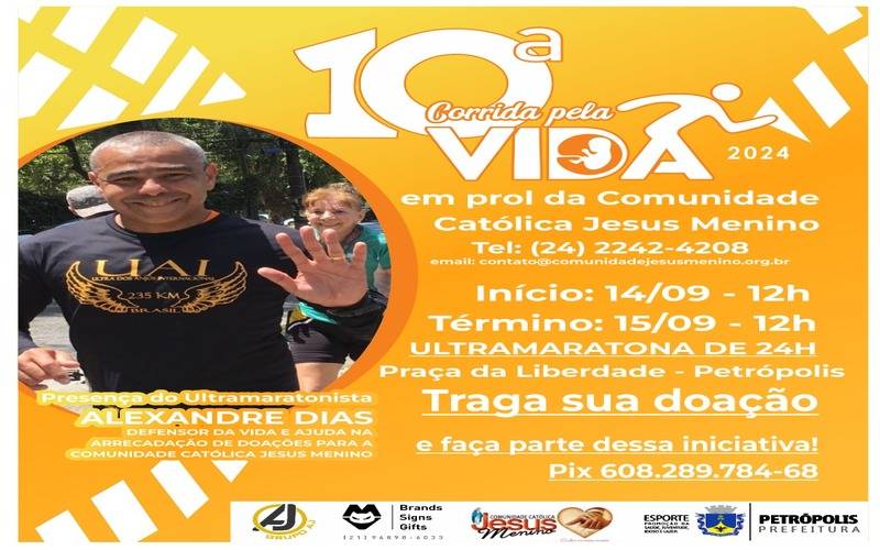 10ª Corrida Pela Vida acontece nos dias 14 e 15 de setembro na Praça da Liberdade