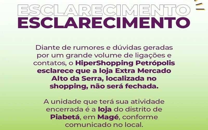 Hipershopping esclarece fake news sobre fechamento de mercado