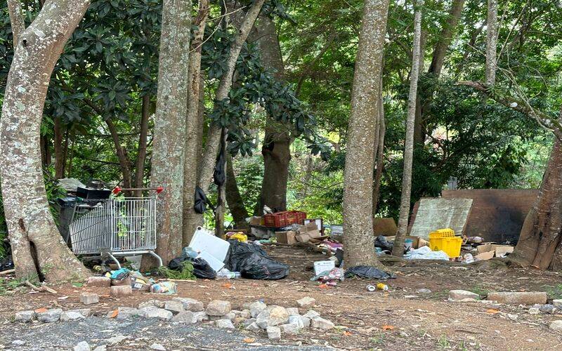 Grupo de pessoas em situação de rua se abriga no Horto Municipal de Itaipava