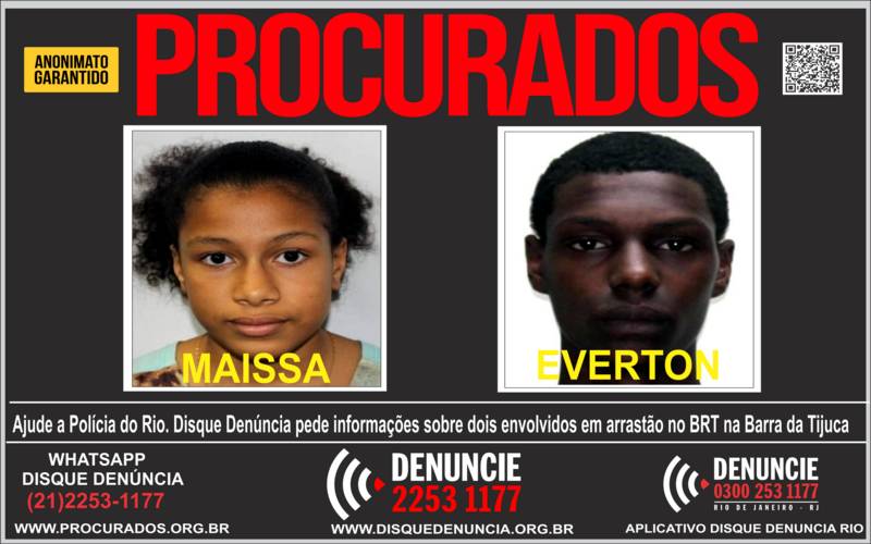 Disque Denúncia pede informações sobre o paradeiro de dois envolvidos em arrastão no B