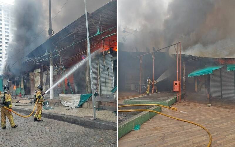 Incêndio no centro do Rio atinge lojas do camelódromo da Uruguaiana