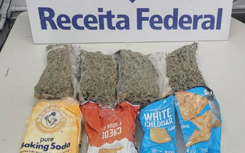 Receita Federal apreende skunk em embalagens de alimentos no Aeroporto do Galeão/RJ