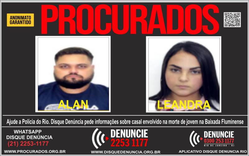 Disque Denúncia pede informações sobre casal envolvido na morte de jovem na Baixada Fl