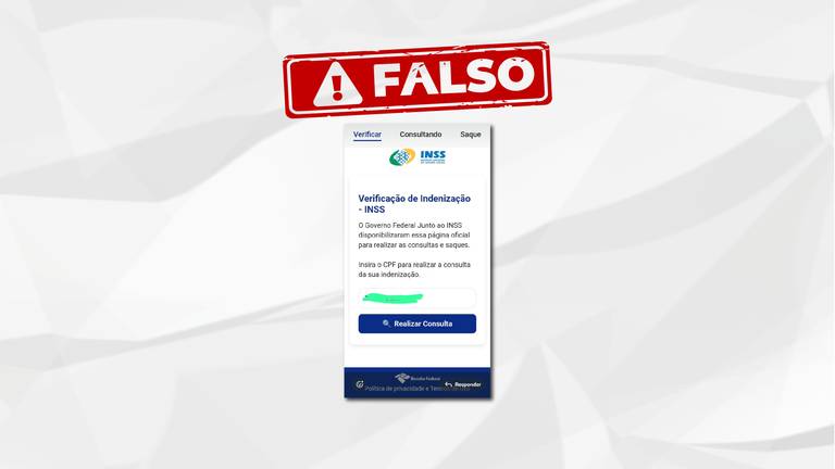 Links falsos estão circulando nas redes sociais para consulta a suposto direito de seg