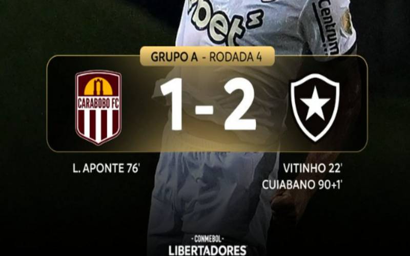 Libertadores: Botafogo joga mal, mas arranca vitória sobre o Carabobo