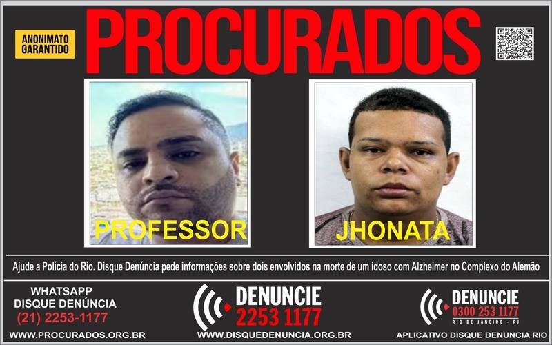 Disque Denúncia pede informações sobre dois envolvidos na morte de idoso com mal de Al