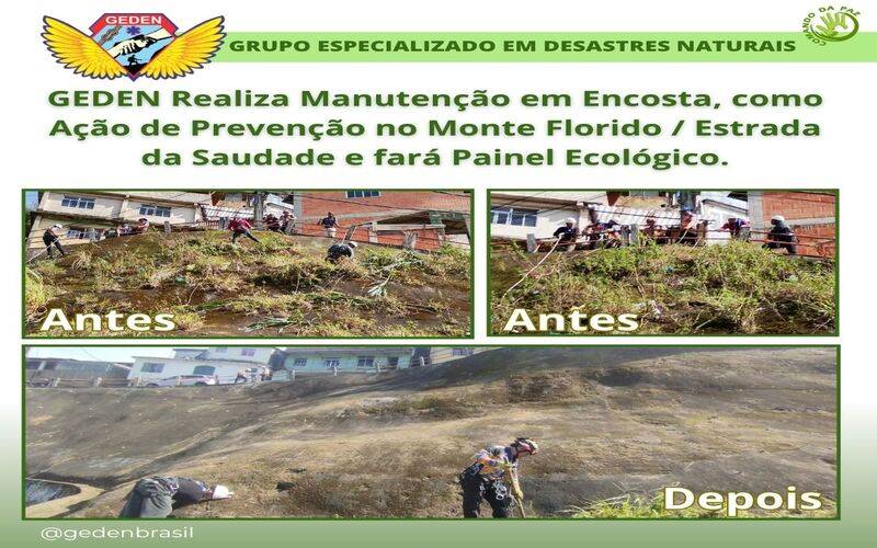 GEDEN Realiza Manutenção em Encosta, como Ação de Prevenção no Monte Florido e fará Pa