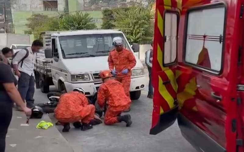 Acidente entre caminhão e moto é registrado no Itamarati