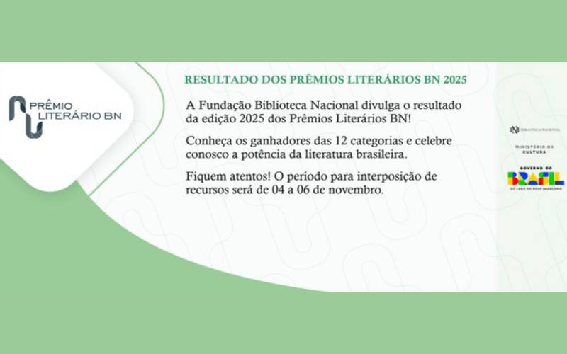 Fundação Biblioteca Nacional divulga os ganhadores dos Prêmios Literários BN 2025