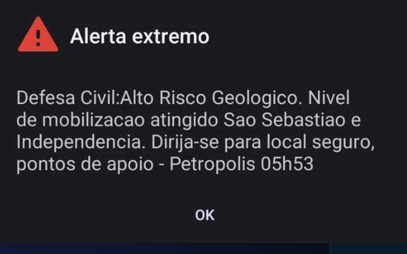 Defesa Civil emite alerta sobre a possbilidade de deslizamentos em Petrópolis