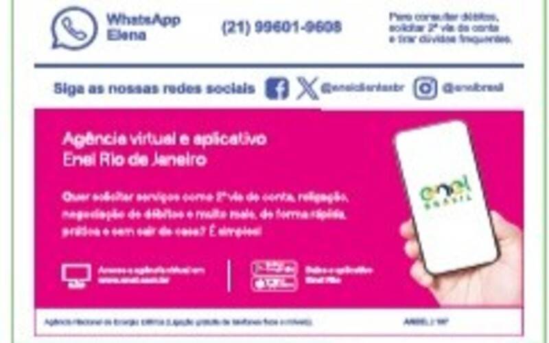 Conta de energia da Enel Rio ganha novo layout