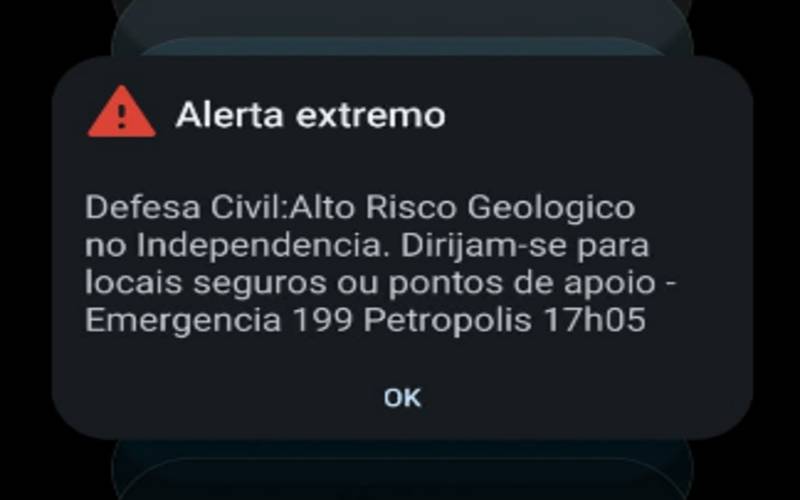 Defesa Civil emite alerta cellbroadcast extremo para o Independência: segundo toque se