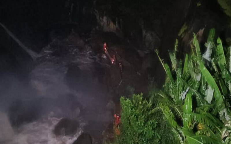 Bombeiros resgatam cão ilhado em cachoeira em Petrópolis