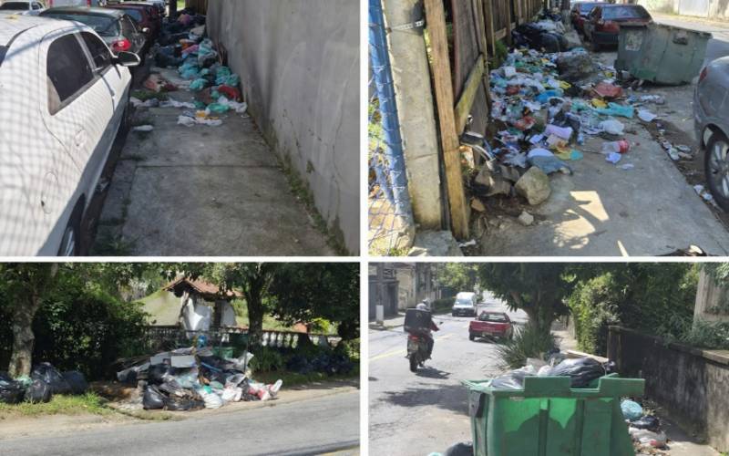 Acúmulo de lixo é registrado em ruas da Castelânea e Valparaíso