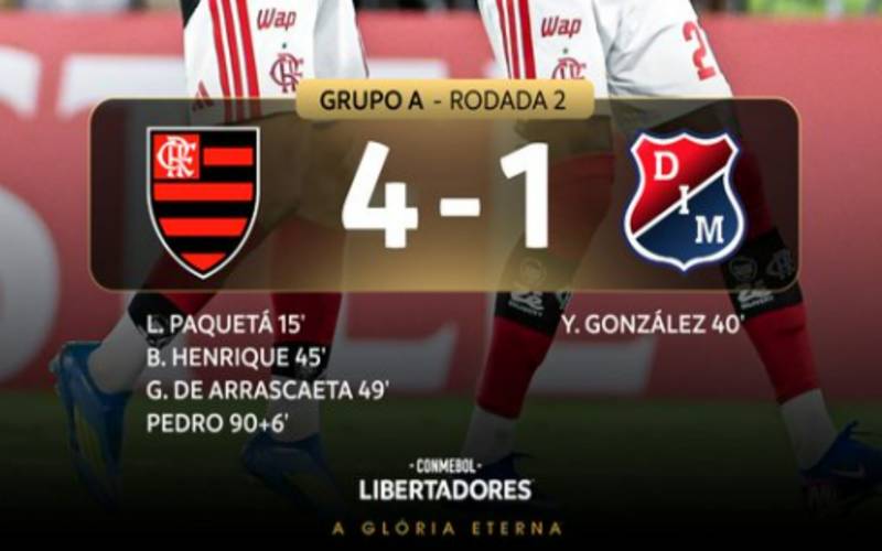 Flamengo goleia Independiente Medellín por 4 a 1 na Copa Libertadores