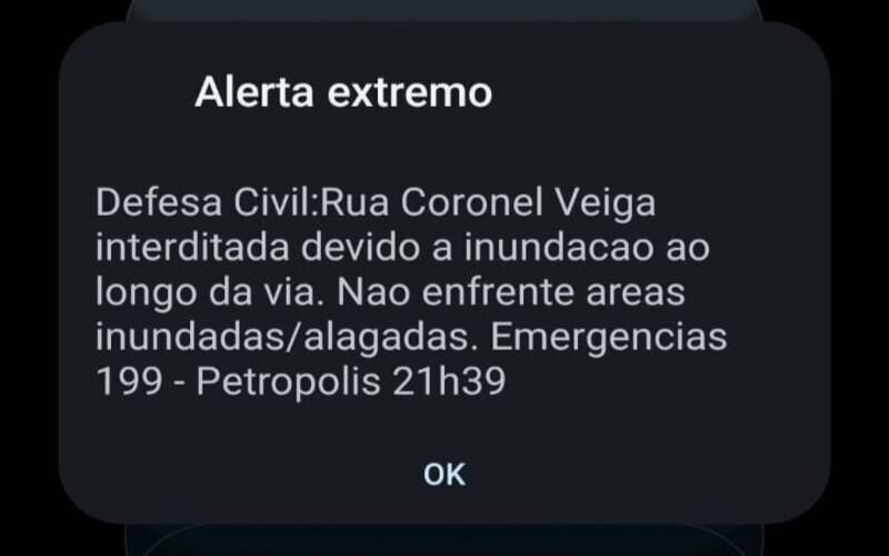 Petrópolis teve 23 alertas de chuva emitidos pelo Cemaden em 2026