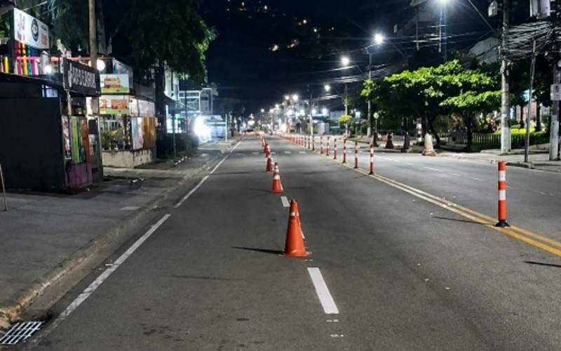 CPTrans faz novas demarcações viárias em Itaipava durante obras da Ponte do Arranha-Cé