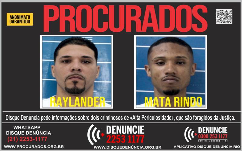 Disque Denúncia pede informações sobre dois  de Alta Periculosidade