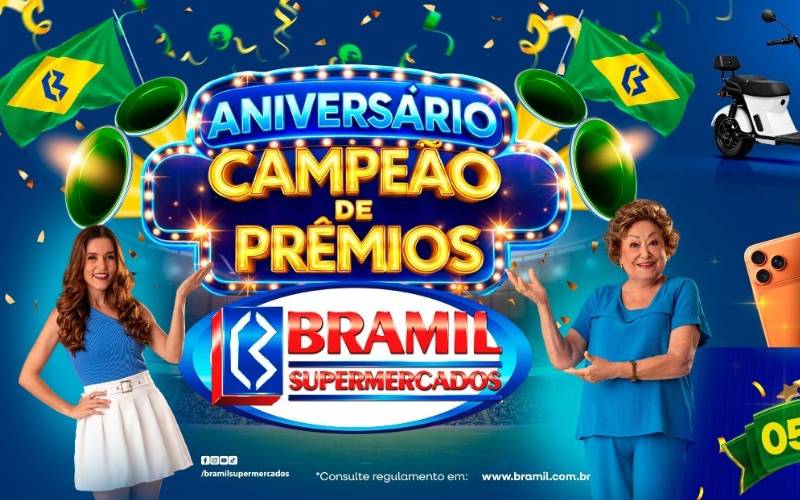 Bramil completa 57 anos e lança campanha com sorteio de iPhones 17, scooters elétricas